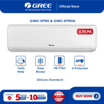 AC Gree 3/4PK Split Standart Deluxe GWC07N1A Fitur Smart Cleaner Anti Karat
